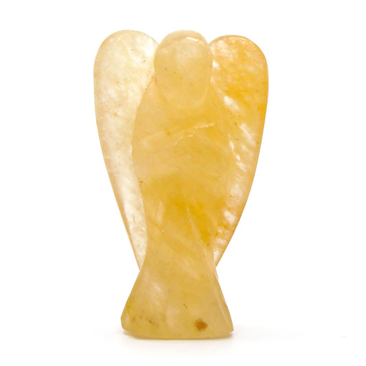 Appréciez la beauté de l'ange en aventurine jaune sculpté à la main, une pièce artisanale unique pour ajouter une touche de sérénité à votre espace.