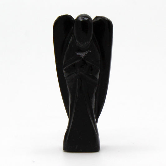 Sublimez votre espace avec l'ange en agate noire sculpté à la main, une pièce artisanale exceptionnelle qui apporte protection et équilibre à votre foyer.