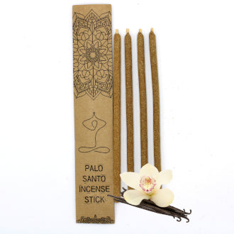 Bâtonnets d’encens Palo Santo - Vanille. Créez une atmosphère douce et réconfortante avec la fragrance apaisante de la vanille